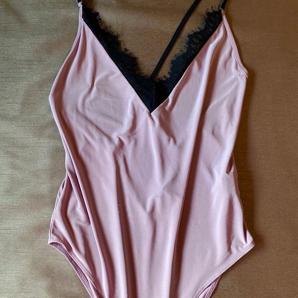 Light Purple Bodysuit with Black Lace - Picture 1 of 4